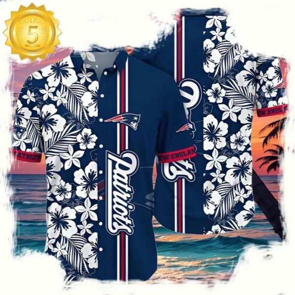 NFL New England Patriots Hawaiian Shirt Floral Pattern - available at - rugbyfanstore.com