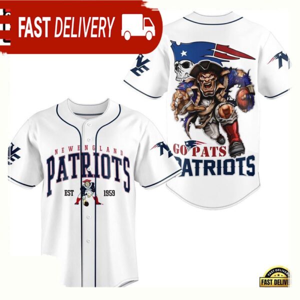 NFL New England Patriots Mascot Warrior Baseball Jersey - available at - rugbyfanstore.com