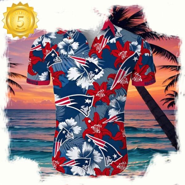 NFL New England Patriots Tropical Flower Hawaiian Shirt - available at - rugbyfanstore.com