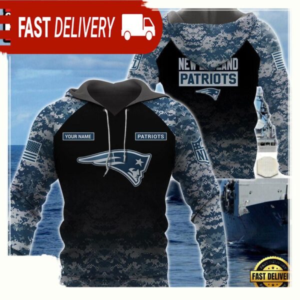 NFL New England Patriots U.S. Navy NWU Camouflage Cutsom Name Hoodie - available at - rugbyfanstore.com