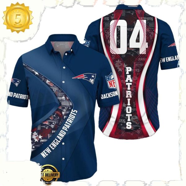 NFL New England PatriotsCustom Name Number New Design Hawaiian Shirt For Men Women - available at - rugbyfanstore.com