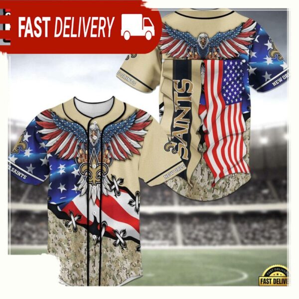 NFL New Orleans Saints American Eagle New Design Baseball Jersey Shirt - available at - rugbyfanstore.com