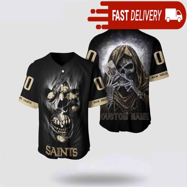 NFL New Orleans Saints Baseball Jersey Alchemy Grim Reaper Design Your Own Shirt - available at - rugbyfanstore.com