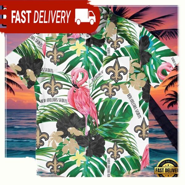 NFL New Orleans Saints Flamingo Button Up Shirt - available at - rugbyfanstore.com