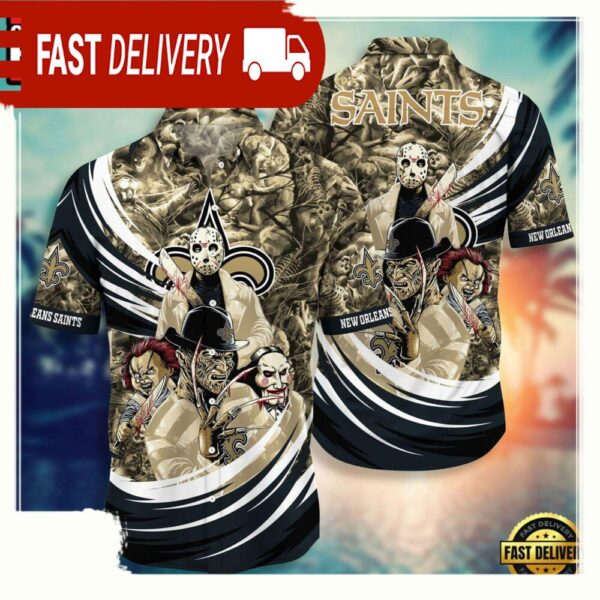 NFL New Orleans Saints Halloween Horror Movies Hawaiian Shirt For Men Women - available at - rugbyfanstore.com