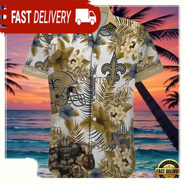 NFL New Orleans Saints Hawaiian Shirt Customizable Floral - available at - rugbyfanstore.com