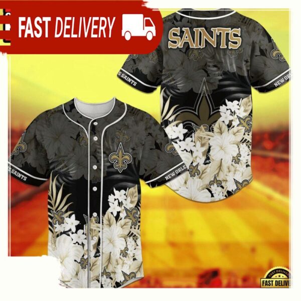 NFL New Orleans Saints New Design Baseball Jersey Shirt Floral - available at - rugbyfanstore.com