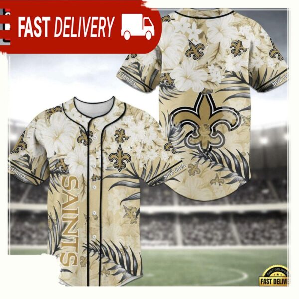 NFL New Orleans Saints New Design Baseball Jersey Shirt Flower - available at - rugbyfanstore.com