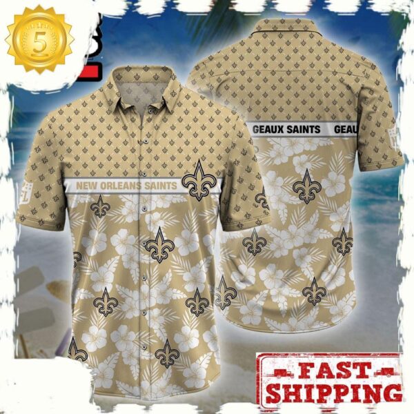 NFL New Orleans Saints Palm Leaves New Design Hawaiian Shirt - available at - rugbyfanstore.com