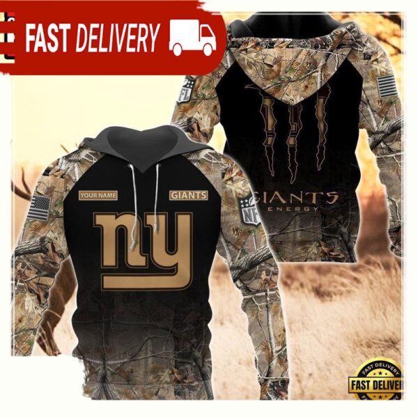 NFL New York Giants Custom Name Hoodie Camo Hunting - available at - rugbyfanstore.com