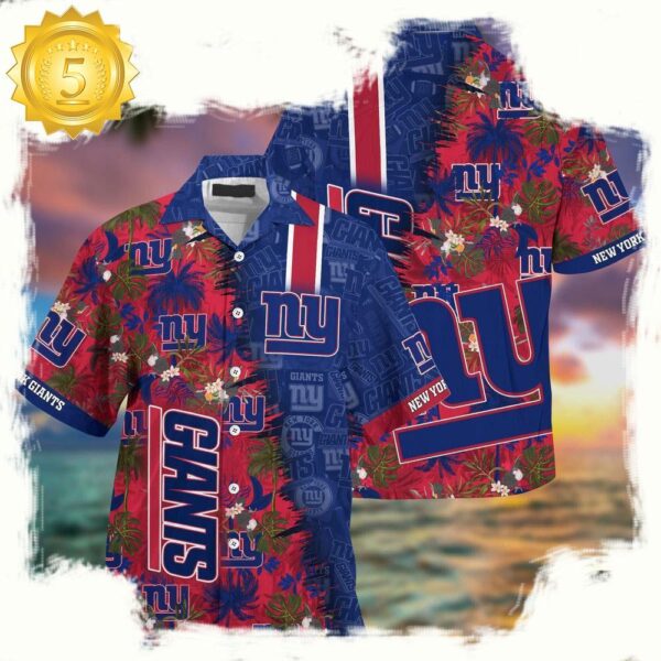 NFL New York Giants Football Aloha Hawaiian Shirt - available at - rugbyfanstore.com