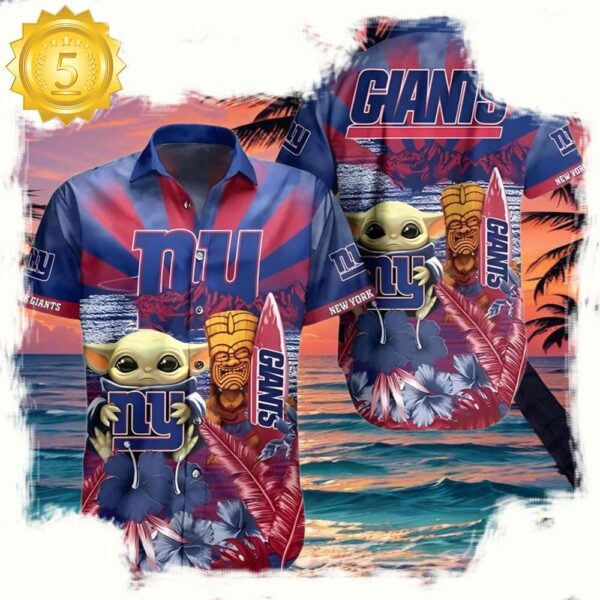 NFL New York Giants Hawaiian Shirt Baby Yoda Tiki Party - available at - rugbyfanstore.com