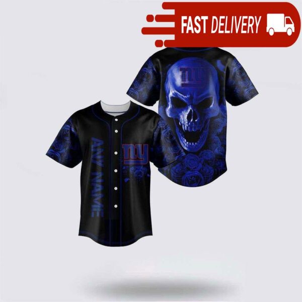 NFL New York Giants Skull Flower 3D Baseball Jersey Football Gift - available at - rugbyfanstore.com