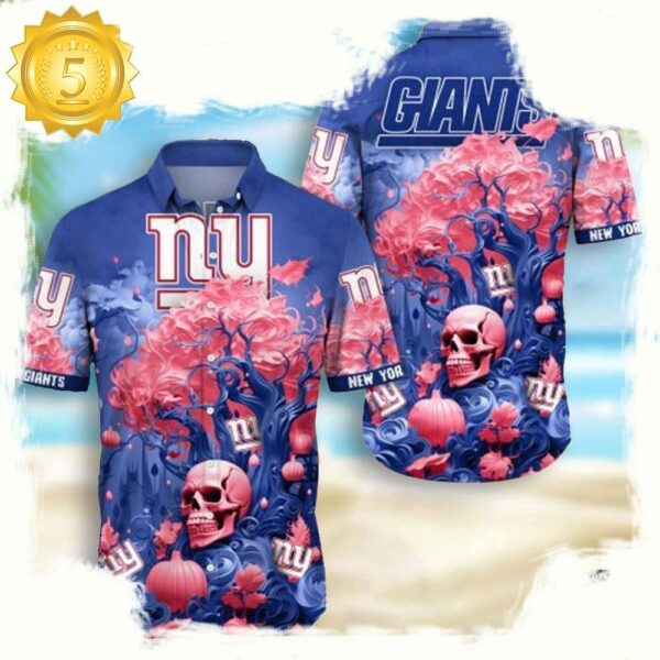 NFL New York Giants Skull Pumpkin Hawaiian Shirt For Men Women - available at - rugbyfanstore.com