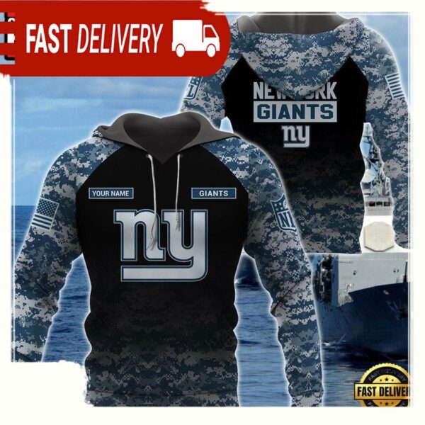 NFL New York Giants U.S. Navy NWU Camouflage Cutsom Name Hoodie - available at - rugbyfanstore.com