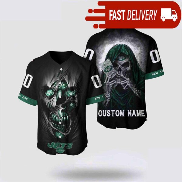 NFL New York Jets Baseball Jersey Alchemy Grim Reaper Design Your Own Shirt - available at - rugbyfanstore.com