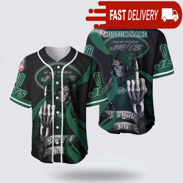 NFL New York Jets Grim Reaper Custom Name Baseball Jersey Gift for Your Squad - available at - rugbyfanstore.com