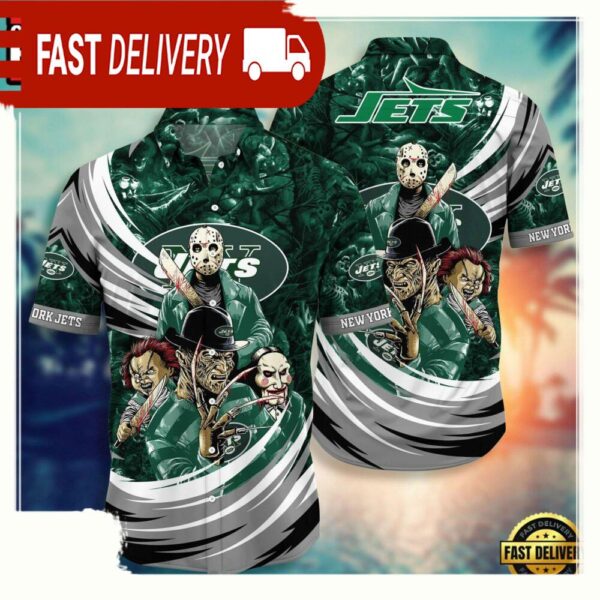 NFL New York Jets Halloween Horror Movies Hawaiian Shirt For Men Women - available at - rugbyfanstore.com