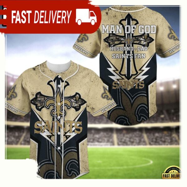 NFL NFL New Orleans Saints Man of God New Design Baseball Jersey Shirt - available at - rugbyfanstore.com