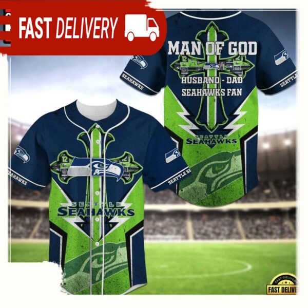 NFL NFL Seattle Seahawks Man of God New Design Baseball Jersey Shirt - available at - rugbyfanstore.com