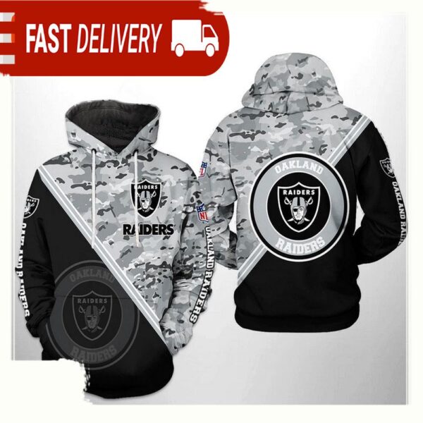 NFL Oakland Raiders Camo Team All Over Print Unisex Hoodie - available at - rugbyfanstore.com