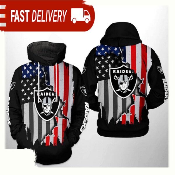 NFL Oakland Raiders US Flag Team All Over Print Unisex Hoodie - available at - rugbyfanstore.com