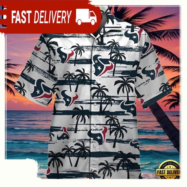 NFL Palm Tree Houston Texans Hawaiian Shirt White - available at - rugbyfanstore.com