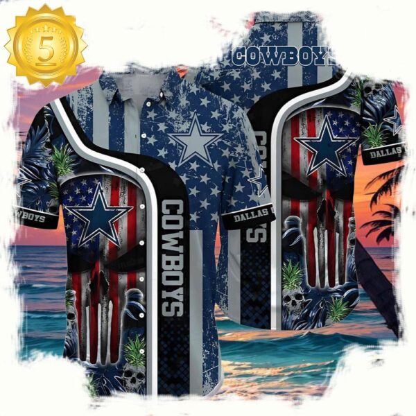 NFL Patriot Skull Dallas Cowboys Hawaiian Shirts Cheap - available at - rugbyfanstore.com