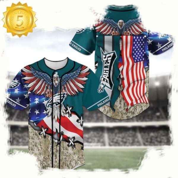 NFL Philadelphia Eagles American Eagle New Design Baseball Jersey Shirt - available at - rugbyfanstore.com