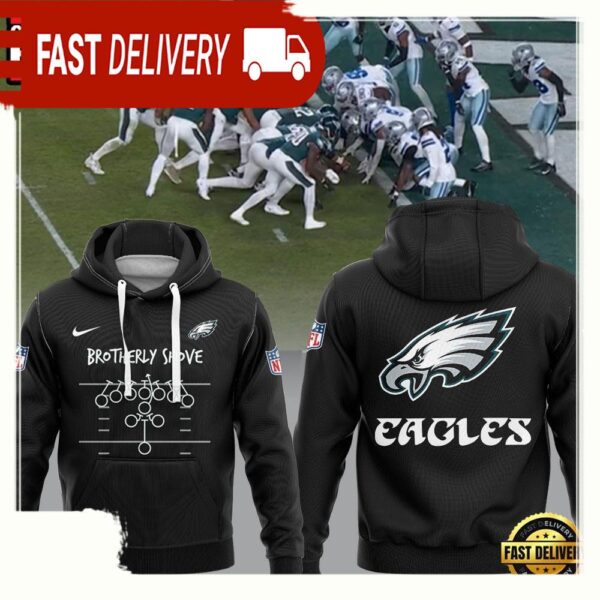 NFL Philadelphia Eagles Brotherly Shove Black New Design 3D Hoodie - available at - rugbyfanstore.com