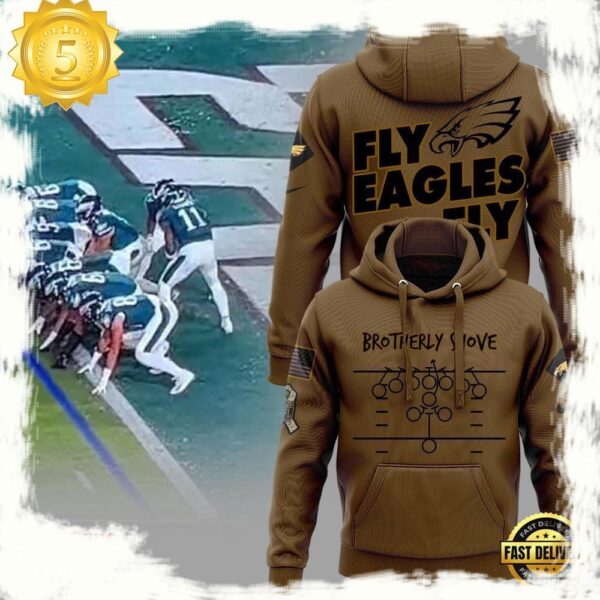 NFL Philadelphia Eagles Brotherly Shove Salute To Service New Design 3D Hoodie - available at - rugbyfanstore.com