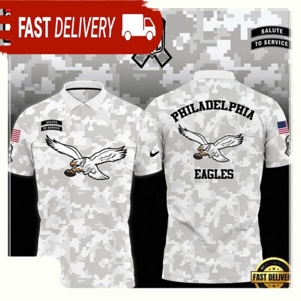 NFL Philadelphia Eagles Camo 2025 Salute to Service Polo Shirt - available at - rugbyfanstore.com