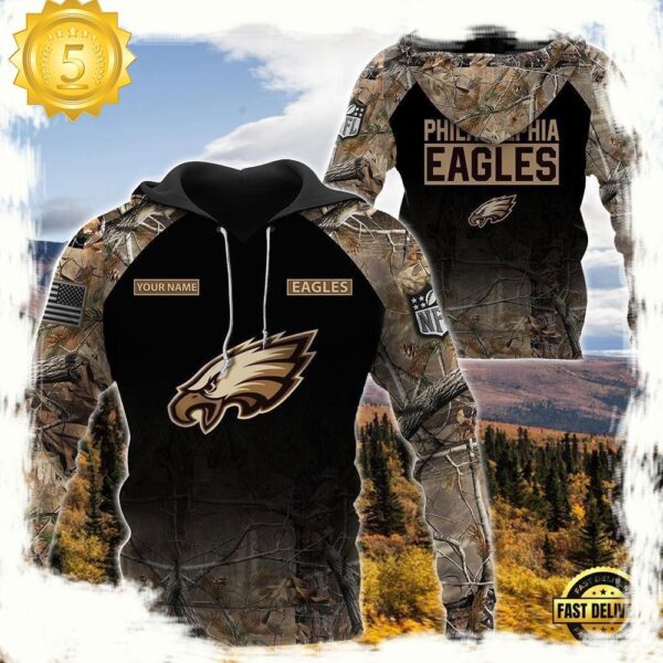 NFL Philadelphia Eagles Custom NameHunting Camo Hoodie - available at - rugbyfanstore.com