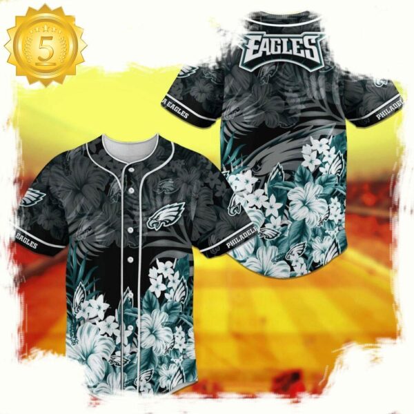 NFL Philadelphia Eagles Floral New Design Baseball Jersey Shirt - available at - rugbyfanstore.com