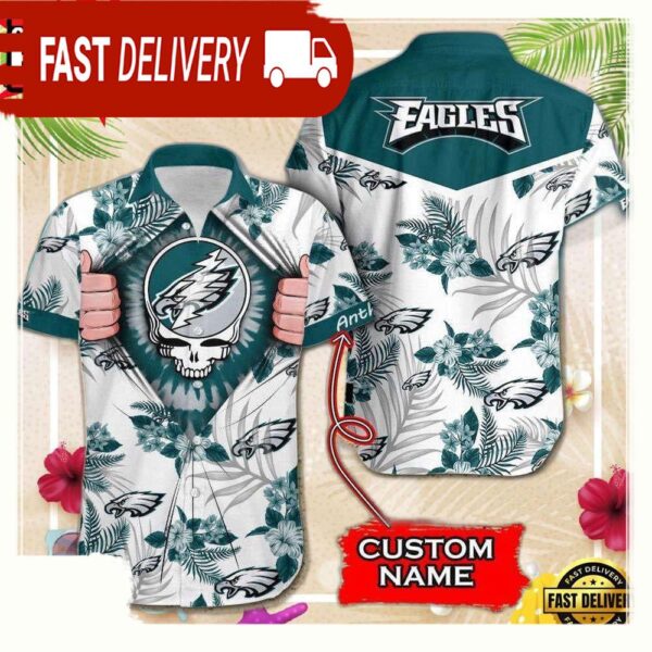 NFL Philadelphia Eagles Grateful Dead Personalized Unisex Hawaiian Shirt - available at - rugbyfanstore.com