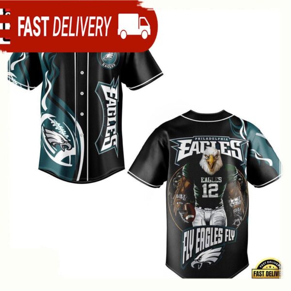 NFL Philadelphia Eagles Mascot Fly Eagles Fly Baseball Jersey - available at - rugbyfanstore.com