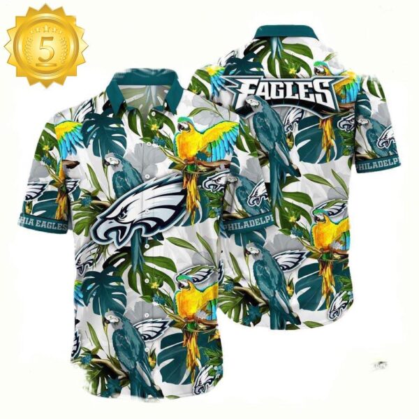 NFL Philadelphia Eagles Parrots Tropical Flower Hawaiian Shirt For Men Women - available at - rugbyfanstore.com