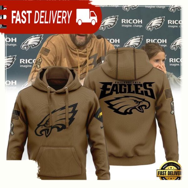 NFL Philadelphia Eagles Salute To Service Brown New Design 3D Hoodie - available at - rugbyfanstore.com