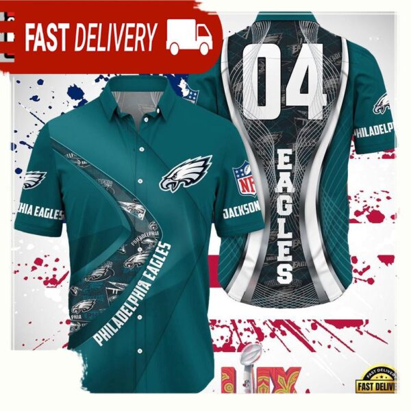 NFL Philadelphia Eagles Super Bowl LIX 2025 Custom Aloha Hawaiian Shirt - available at - rugbyfanstore.com