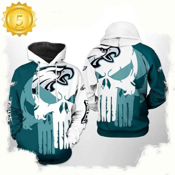 NFL Philadelphia Eagles Team Skull All Over Print Unisex Hoodie - available at - rugbyfanstore.com