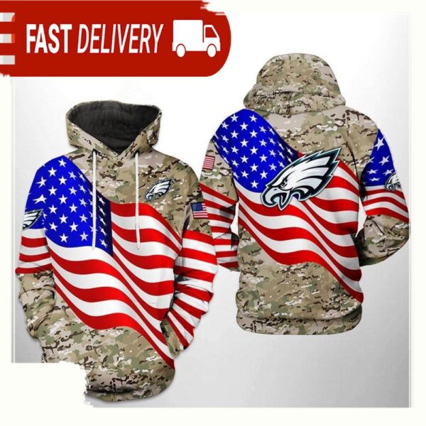 NFL Philadelphia Eagles US Flag Camo Veteran Team All Over Print Unisex Hoodie - available at - rugbyfanstore.com