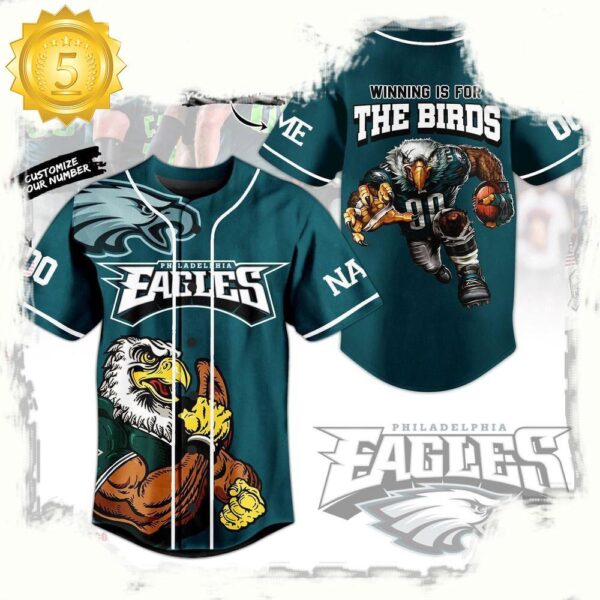 NFL Philadelphia Eagles Winning Is For The Birds Custom Name Number Baseball Jersey - available at - rugbyfanstore.com