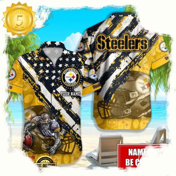 NFL Pittsburgh Steelers American Flag custom Hawaiian Shirts For Men Women - available at - rugbyfanstore.com