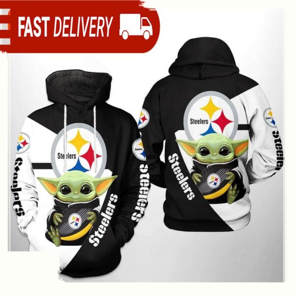 NFL Pittsburgh Steelers Baby Yoda Team All Over Print Unisex Hoodie - available at - rugbyfanstore.com