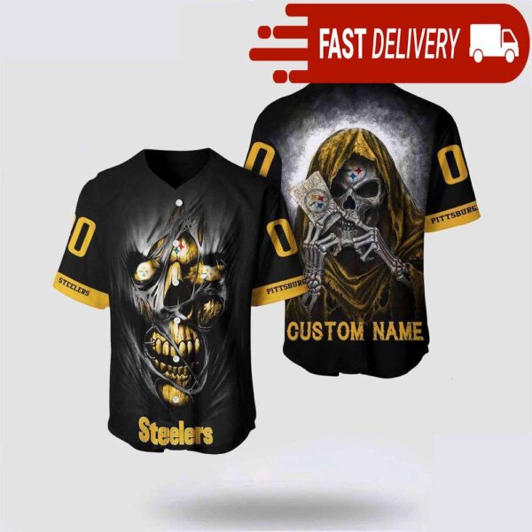 NFL Pittsburgh Steelers Baseball Jersey Alchemy Grim Reaper Design Your Own Shirt - available at - rugbyfanstore.com