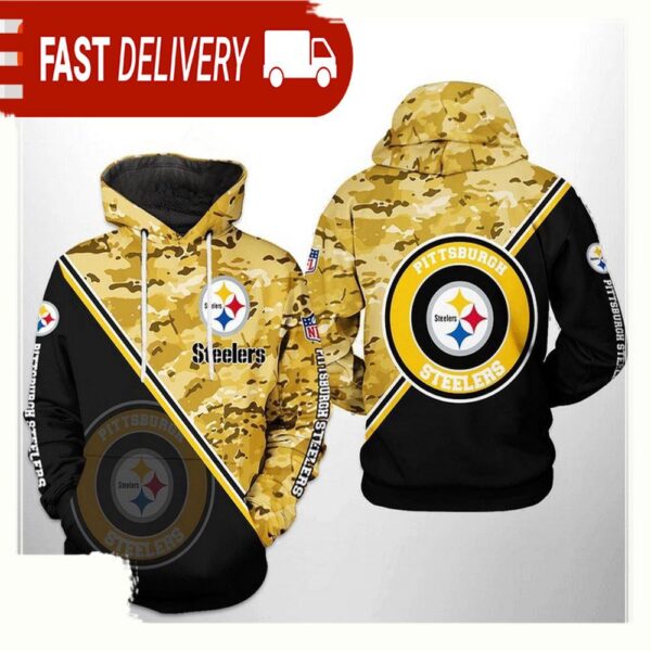 NFL Pittsburgh Steelers Camo Team All Over Print Unisex Hoodie - available at - rugbyfanstore.com