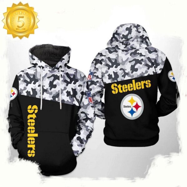 NFL Pittsburgh Steelers Camo Veteran Team All Over Print Unisex Hoodie - available at - rugbyfanstore.com