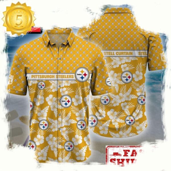 NFL Pittsburgh Steelers Palm Leaves New Design Hawaiian Shirt - available at - rugbyfanstore.com