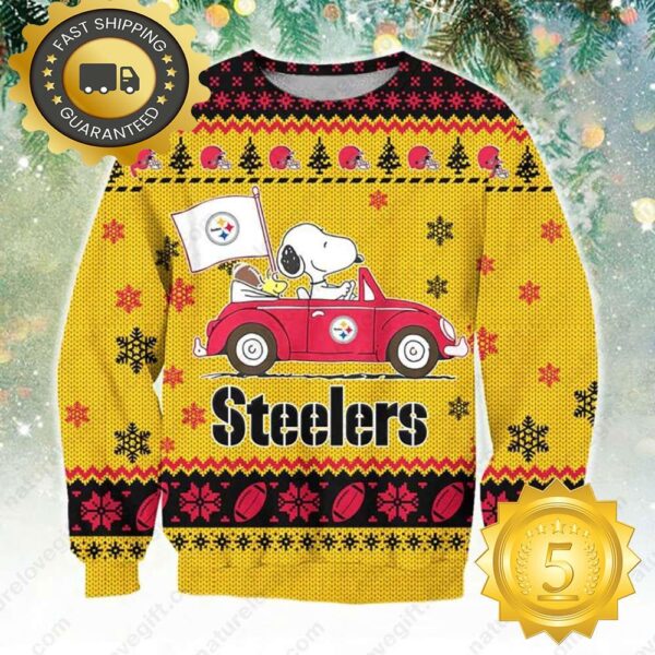 NFL Pittsburgh Steelers Snoopy Peanuts Ugly Christmas Sweater - available at - rugbyfanstore.com