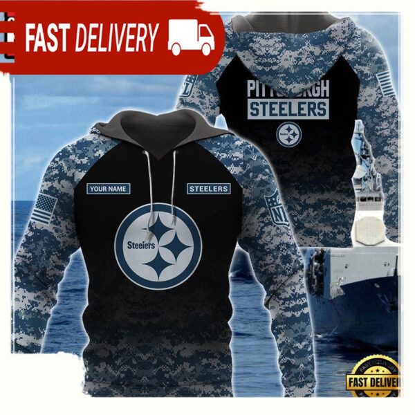 NFL Pittsburgh Steelers U.S. Navy NWU Camouflage Cutsom Name Hoodie - available at - rugbyfanstore.com